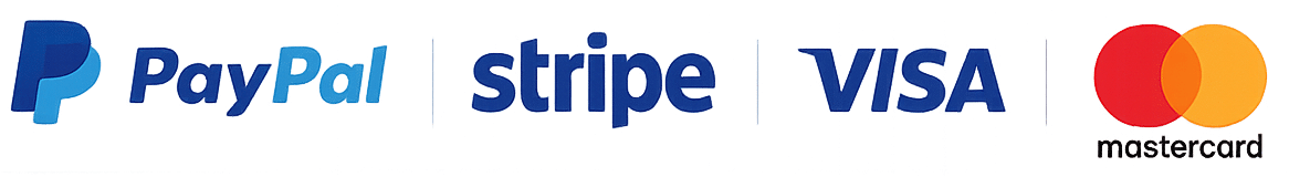 Accepted payment methods: PayPal, Stripe, Visa, Mastercard