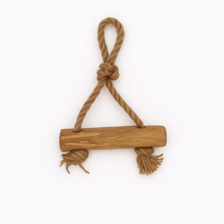 Coffee Wood Stick Dog Chew Toy with Rope Handle